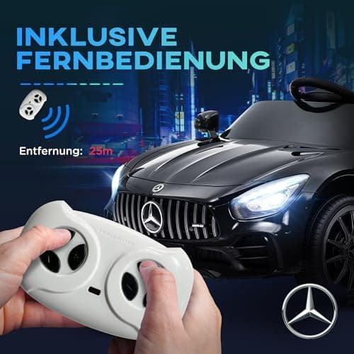 AIYAPLAY Kinder Elektroauto Schwarz für 3-6 Jahre mit 2,4G Fernbedienung und Musik