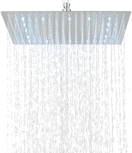 LED Regendusche Edelstahl Selbstreinigende Düsen Brausekopf Brauerährunguell Regendusche Quadratisch Chrom 40CM
LED Rege