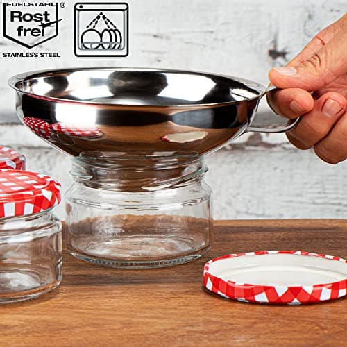 com-four® 2-teiliges Trichter Set aus Edelstahl 304 - Ideals für Marmeladefüllung bei Kochen - Einfülltrichter mit Sieb