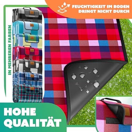 Kesser® Picknickdecke wärmeisoliert für 4-6 Personen - rot, faltbar mit Tragegriff und wasserdichter Unterseite