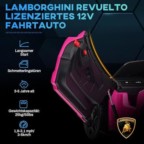 AIYAPLAY Kinder Elektroauto 12V mit 2,4G Fernbedienung Rosa