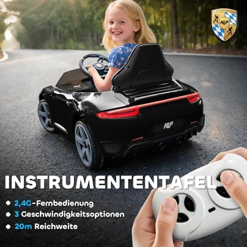 AIYAPLAY Kinder Elektroauto Schwarz für 3-5 Jährige mit Fernbedienung und MP3-Player