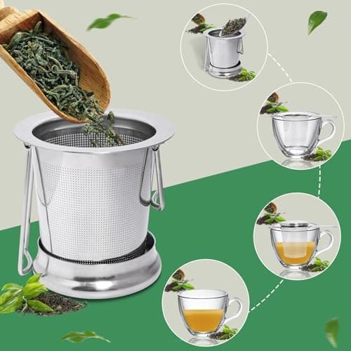 **2 Stück Rostfreier Edelstahltieesiebe mit Einklappbaren Griffen und Deckel, ideal für Teeamateure und -experten bei j