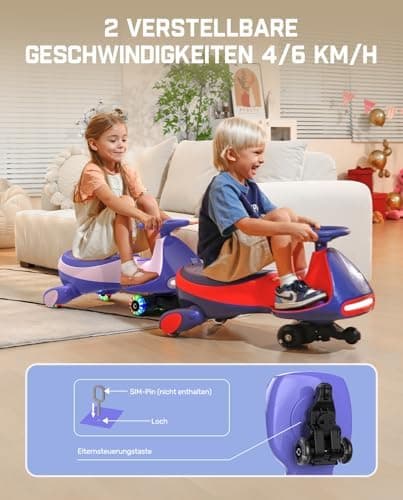 FanttikRide N7 Pro Kinder Elektroauto - Elektrisches Rutschauto für 3-7Jährige - Bluetooth, Pedal, Typ-C Aufladung, Leuc