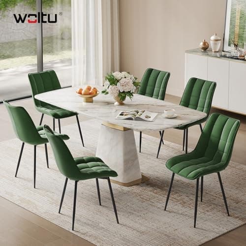 WOLTU Esszimmerstühle 2er Set, gepolstert mit Samt, für Wohn- und Esszimmer, Hochlastige Küchenstühle, Dunkelgrau