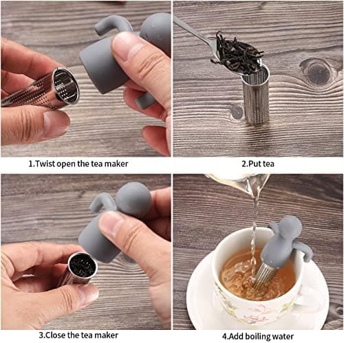 2 Stück Teesieb Teefilter, edelstahlverstärkt für Tassen und Teekannen, mit Reinigungsbürsten,современный фильтр для чая