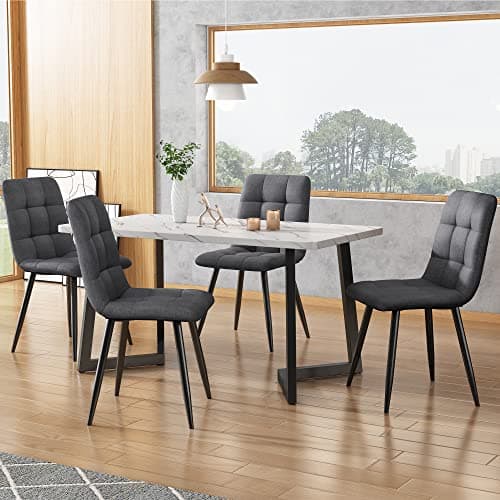 Modern Küchentisch Set 117x68cm mit 4 Schwarzesszimmerstühlen (Schwarz)
