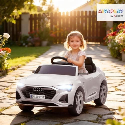 AIYAPLAY Kinder Elektroauto für 3-4 Jahrealte Kinder mit Fernbedienung & MP3 Musik, Weiß