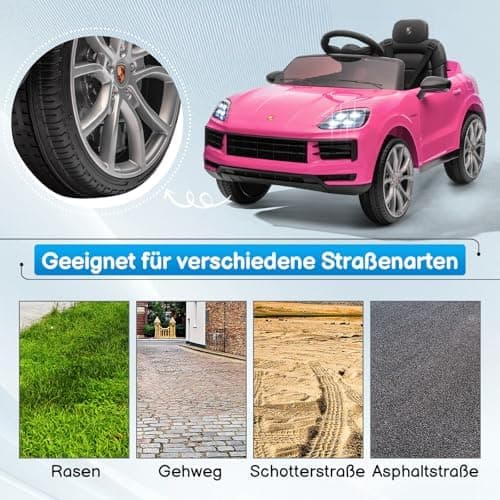 LALAHO Kinder Elektroauto 12V Schwarz mit MP3-Funktion und LED-Leuchten