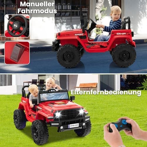 COSTWAY 24V Kinder Elektroauto für 3- bis 8-Jährige mit 2,4G-Fernbedienung und Musik (Rot)  
COSTWAY 24V Kinder Elektroa