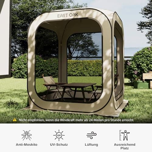 EAST OAK Pop Up Zelt 2-3 Personen - ideal für Familie, Camping und Garten - Wasserdicht, UV-Schutz, 360° Belüftung, Anti
