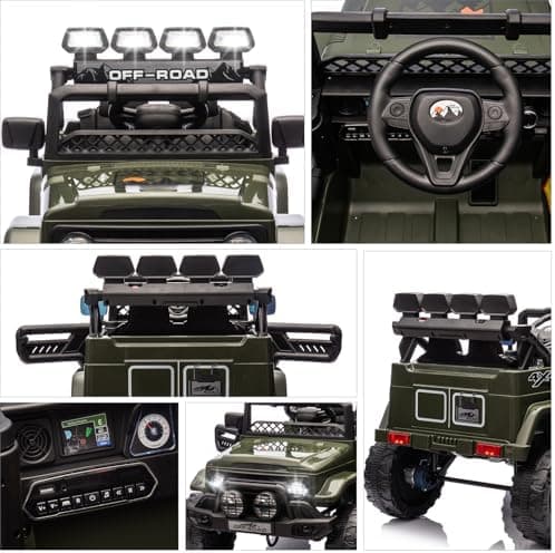 HAUSPROFI Kinder Elektroauto 12V - Elektro Kinderauto mit 2,4G Fernbedienung, LED, Bluetooth und Musik für 3-5 km/h - id