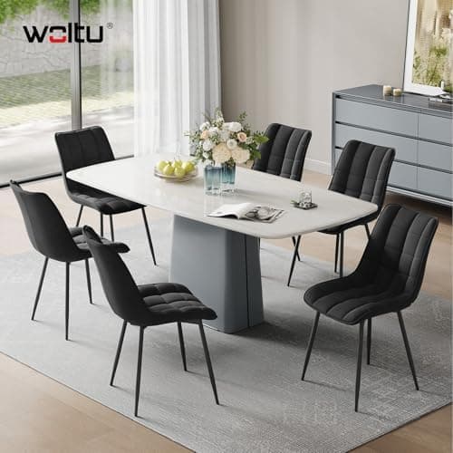 WOLTU Esszimmerstühle 2er Set, gepolstert mit Samt, für Wohn- und Esszimmer, Hochlastige Küchenstühle, Dunkelgrau