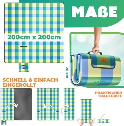 Kesser® Picknickdecke wärmeisoliert für 4-6 Personen - rot, faltbar mit Tragegriff und wasserdichter Unterseite
