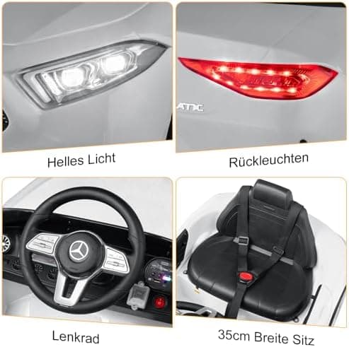 LEADZM Kinder Elektroauto Mercedes Benz CLS 350 - Elektrisch mit MP3, Hupe und LED-Leuchten (CLS Schwarz)