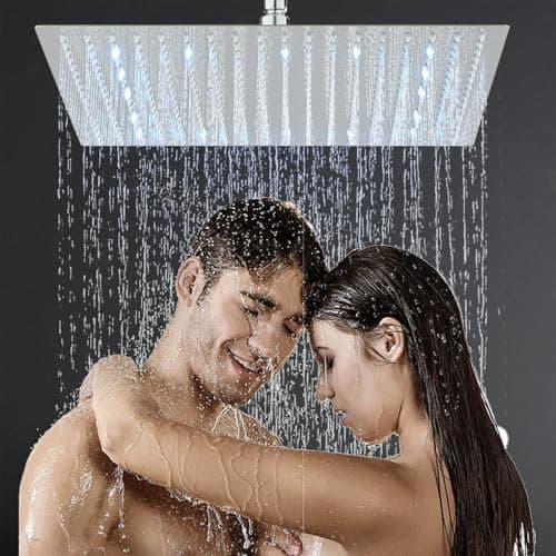 LED Regendusche Edelstahl Selbstreinigende Düsen Brausekopf Brauerährunguell Regendusche Quadratisch Chrom 40CM
LED Rege