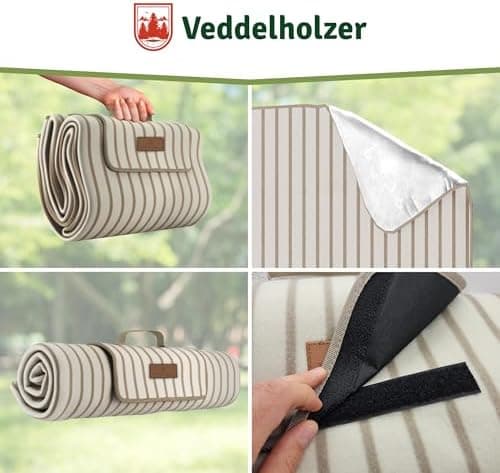 Veddelholzer Wasserfeste Stranddecke XXL Outdoor Picknickdecke Isoliert & gepolstert Perfect für Camping, Strand, Park &