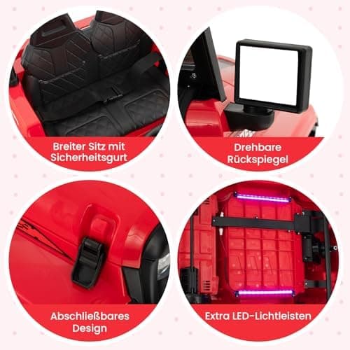 COSTWAY 24V Kinder Elektroauto für 3- bis 8-Jährige mit 2,4G-Fernbedienung und Musik (Rot)  
COSTWAY 24V Kinder Elektroa
