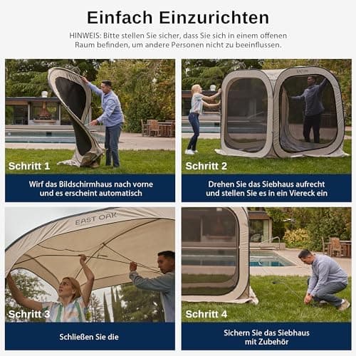EAST OAK Pop Up Zelt 2-3 Personen - ideal für Familie, Camping und Garten - Wasserdicht, UV-Schutz, 360° Belüftung, Anti