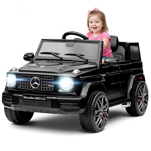 HAUSPROFI Kinder Elektroauto Mercedes AMG G63 Schwarz - Bluetooth, Musik und LED-Licht für 3+jährige Kinder