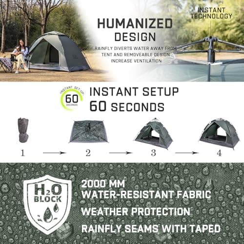 Camping 2 Mann Wasserdichtes Pop Up Zelt 2 Personen Trekking & Festival Igluzelt Sekundenzelt 230x170x135cm Perfekter Wi