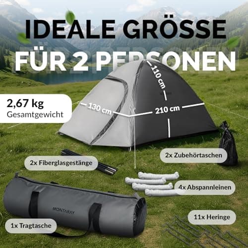 Zelt 2 oder 4 Personen Doppelwandiges Campingzelt mit Mückenschutz ideal für Camping & Festival leicht, faltbar inkl. Tr