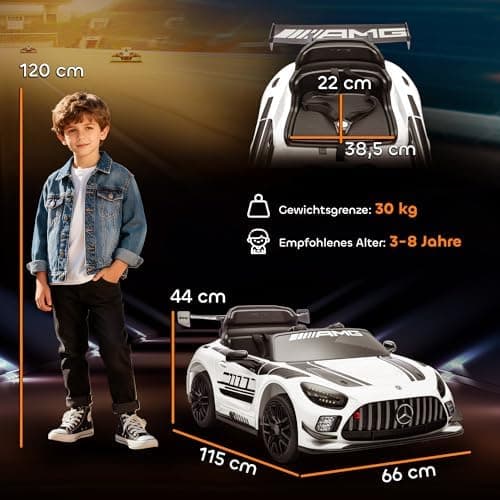 AIYAPLAY Kinder Elektroauto Mercedes-AMG Schwarz für 3-8 Jahre