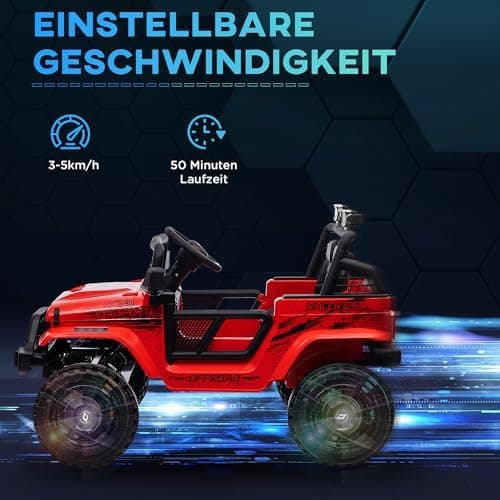 AIYAPLAY Kinder Elektroauto für 3-6 Jahrealte Kinder mit Fernbedienung, Musik, Scheinwerfer und Hupe, 12 V Stoßdämpfung,