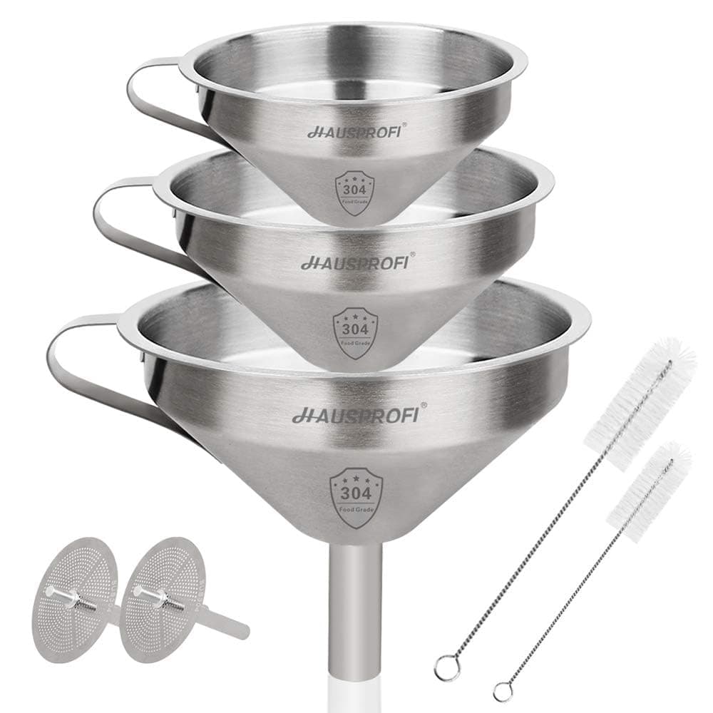 HAUSPROFI Premium 304 Edelstahl Trichter Set - Spülmaschinenfest für Profis und Küchenanfänger - Flüssigkeiten, Öle und
