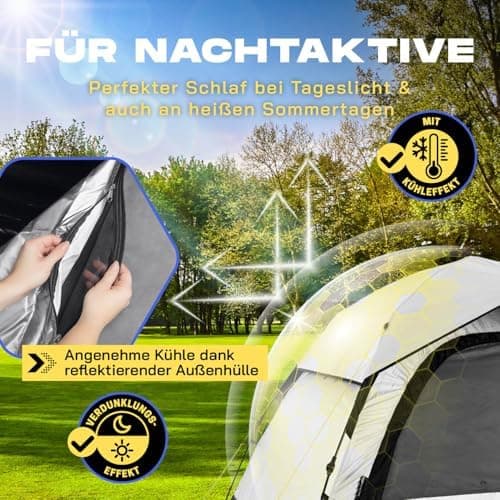 Lumaland Camping Zelt - Leichtes Pop Up Wurfzelt 210x190x110cm | Trekking & Festival Igluzelt | 2-4 Personen Wasserdicht