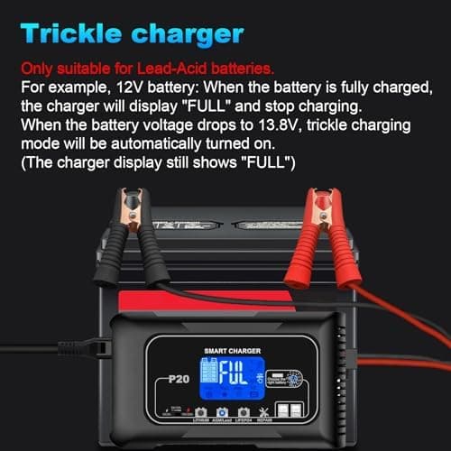 HTRC Ladegerät Autobatterie 12V/15A & 24V/10A - Batterieladegerät für KFZ - Auto, Motorrad, Rasenmäher, Boot | Lithium,