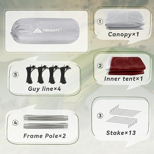 Forceatt 2-4 Personen Zelt Wasserldicht 3-4 Saison Ultraleicht Mit Kleinem Packmaß Für Trekking Outdoor Festival Soforti