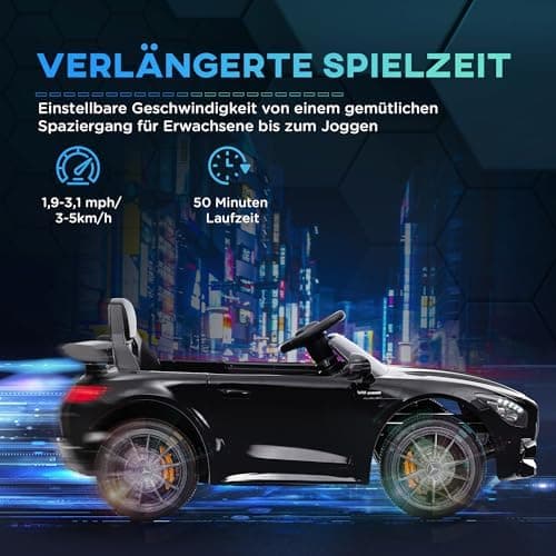 AIYAPLAY Kinder Elektroauto Schwarz für 3-6 Jahre mit 2,4G Fernbedienung und Musik