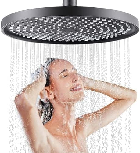 Runder Kopfbrause Regendusche 25CM, Hochdruck Wassersparend, Selbstreinigend (Silber)  
Fester Duschkopf Regendusche Gro