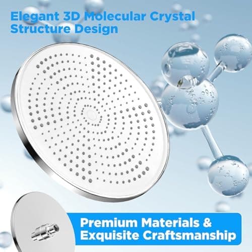 Runder Kopfbrause Regendusche 25CM, Hochdruck Wassersparend, Selbstreinigend (Silber)  
Fester Duschkopf Regendusche Gro