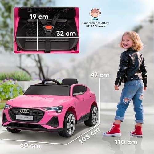 HOMCOM Elektro Kinderauto Audi E-tron, Fernbedienung, Musik, Sicherheitsgurt, Rosa  
HOMCOM Elektro Kinderauto 12V, Elek