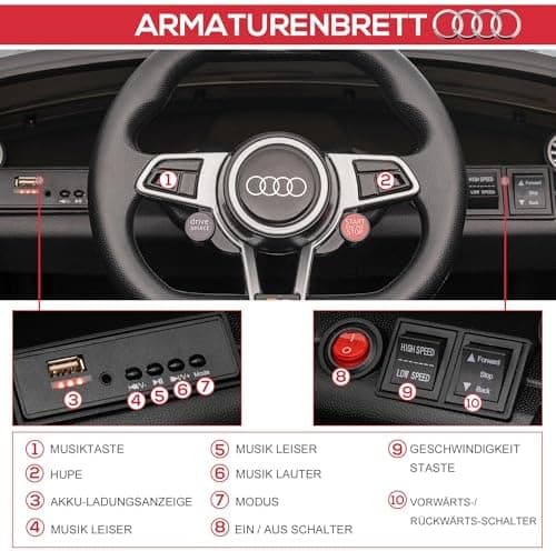 HOMCOM Kinder Elektroauto für 3-5 Jährige mit 2,4 G Fernbedienung, Rot