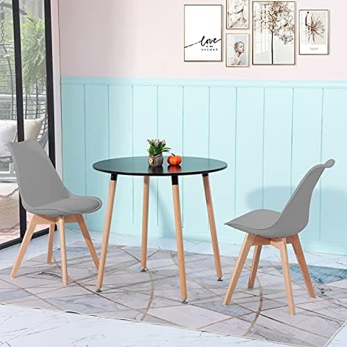 H.J WeDoo Skandinavisches Esszimmer Esstisch Set mit 4 Stühlen Eiscreme-Grün 100cm