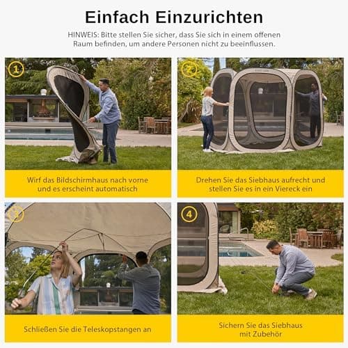 EAST OAK Pop Up Zelt 2-3 Personen - ideal für Familie, Camping und Garten - Wasserdicht, UV-Schutz, 360° Belüftung, Anti