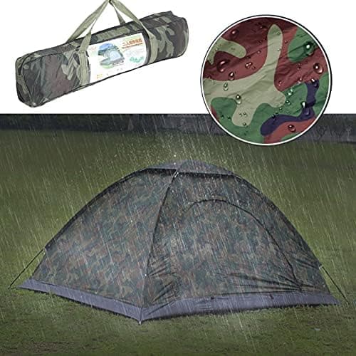 Wasserdichtes Kuppelzelt Camping für 2-3 Personen FloodZelte Camouflage Tragetasche Trekking Reise 200x150x110cm