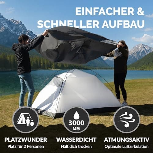 Zelt 2 oder 4 Personen Doppelwandiges Campingzelt mit Mückenschutz ideal für Camping & Festival leicht, faltbar inkl. Tr