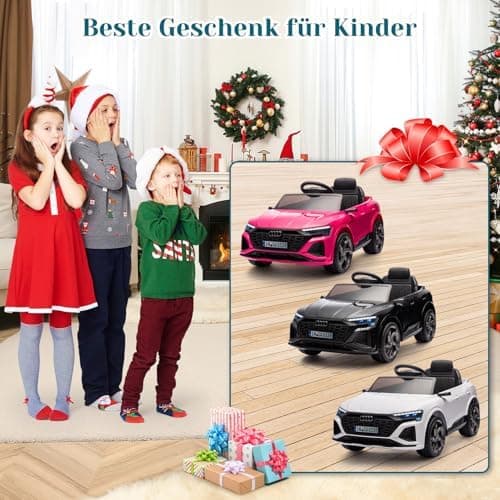 HAUSPROFI Elektro Kinderauto mit Bluetooth für Kinder 3-6 Jahre - Weiß | Sicherheitsgurt, Musik, Fernbedienung