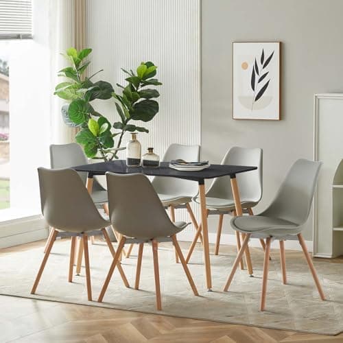 Esszimmergruppe Esstisch mit 4 Stühlen Schwarz Tisch+4 Stühle für Küche Esszimmer Wohnzimmer
