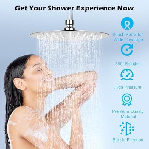 Regendusche 20cm Edelstahl Hád 304 Hochdruck Wassersparend 360° Verstellbar Komfortables Duscherlebnis