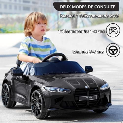 Lizenziert BMW M4 Kinder Elektroauto 12V 2,4G-Fernbedienung USB LED Musik