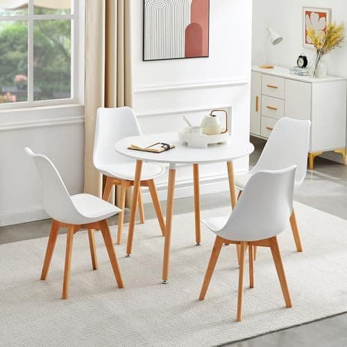 H.J WeDoo Skandinavisches Esszimmer Esstisch Set mit 4 Stühlen Eiscreme-Grün 100cm