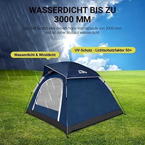 MSPORTS Campingzelt Premium Pop Up Zelt 2-3 Personen für Familien im Freien wasserdicht und winddicht mit Kuppelformspez