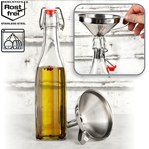 com-four® 2-teiliges Trichter Set aus Edelstahl 304 - Ideals für Marmeladefüllung bei Kochen - Einfülltrichter mit Sieb