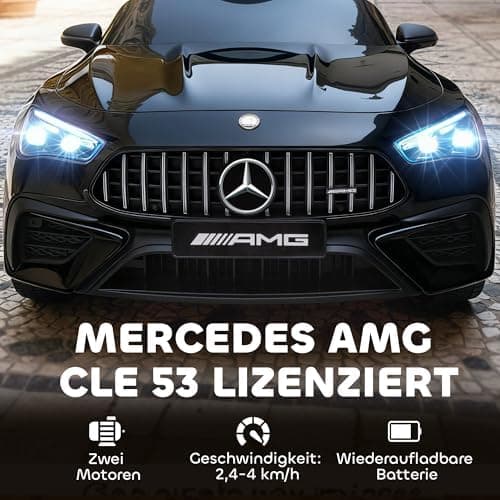AIYAPLAY Kinder Elektroauto Mercedes-AMG Grau fuht mit Musik & Lichterkranz für 3-6 Jahre