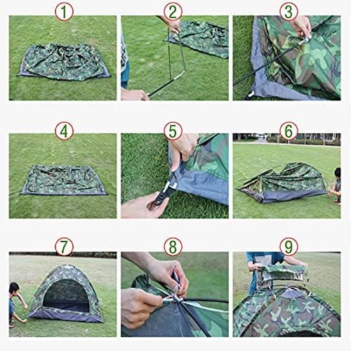 Wasserdichtes Kuppelzelt Camping für 2-3 Personen FloodZelte Camouflage Tragetasche Trekking Reise 200x150x110cm